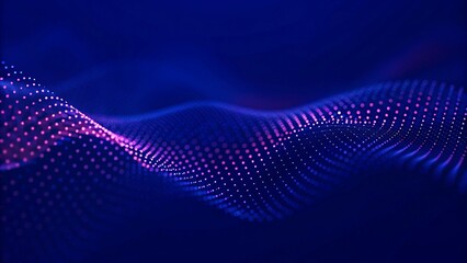 Aufkleber - Particle stream. Purple background with many glowing particles. Information technology background. 3d rendering. Futuristic digital motion trail effect in cyberspace with glowing elements.
