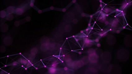 Poster - Abstract purple background with connecting dots and lines. Structure and communication. Plexus effect. Abstract science geometrical network background. Digital connection mesh visualization.