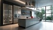 © Tumelo - Modern island kitchen with overhead glass shelf