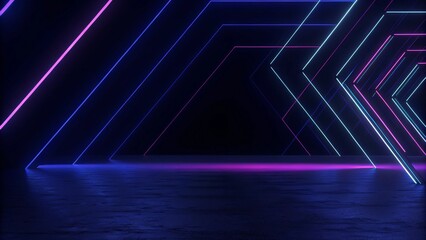 Poster - 3d technology abstract neon light background, empty space scene, spotlight, dark night, virtual reality, cyber futuristic sci-fi background, street floor studio for mock up