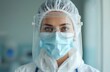 © Viktor - Female doctor wearing protective face shield medical mask. Scientist healthcare professional in medical PPE. Pandemic concept. Covid-19 outbreak safety measures. Healthcare worker in medical uniform.