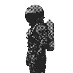 Wall Mural - astronaut spaceman halftone grunge vector design element