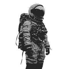 Wall Mural - astronaut spaceman halftone grunge vector design element