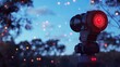 © R&R Studio - Futuristic Camera in Dark Forest at Night with Red Glowing Lights