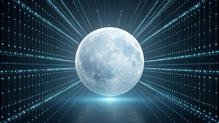 Wall Mural - luminous orb centered in a stream of binary code and light rays. ideal for illustrating digital info