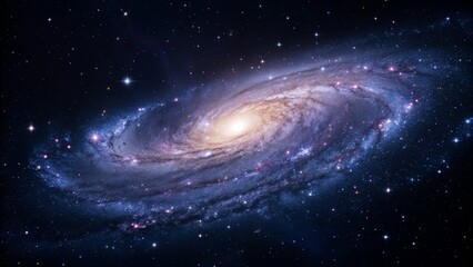 Wall Mural - Stunning view of a spiral galaxy against a backdrop of stars. Ideal for illustrating space exploration and the cosmos