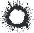 © vadymstock - An abstract black ink splash with dynamic spatter effects on a white background.