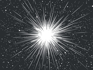 Wall Mural - an abstract illustration of a bright explosion with dynamic rays radiating outward in space.