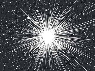 Wall Mural - an abstract digital illustration of a bright explosion radiating energy in space.