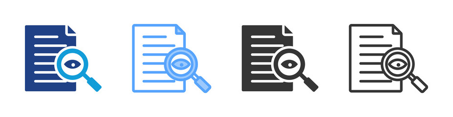 Fototapete - Proofreading icon set multiple style collection