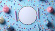 © Butsaba - Creative party frame with colorful paper confetti and birthday candles surrounding a white circle