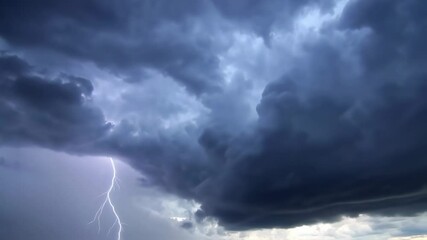 Wall Mural - Thunderstorm and lightning on the black clouds