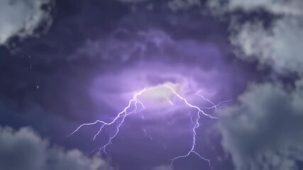 Wall Mural - Thunderstorm and lightning on the black clouds