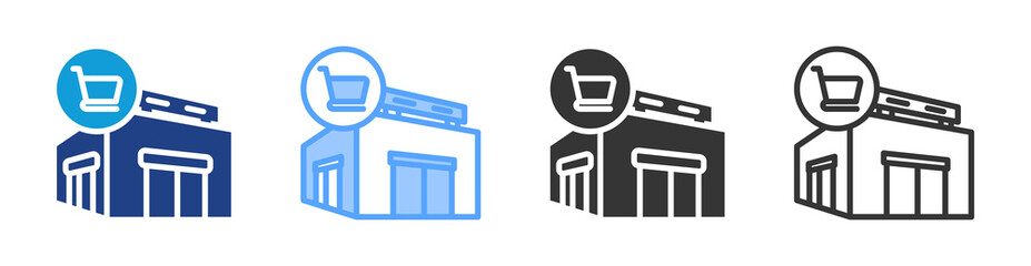 Fototapete - Hypermarket icon set multiple style collection
