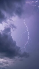 Wall Mural - Vertical video Thunderstorm and lightning on the black clouds