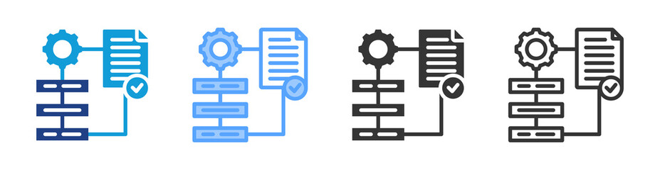 Fototapete - Processes icon set multiple style collection