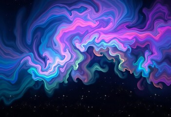 Wall Mural - Swirling cosmic clouds in vibrant hues, stars scattered across a deep black backdrop, galaxy, oxygen