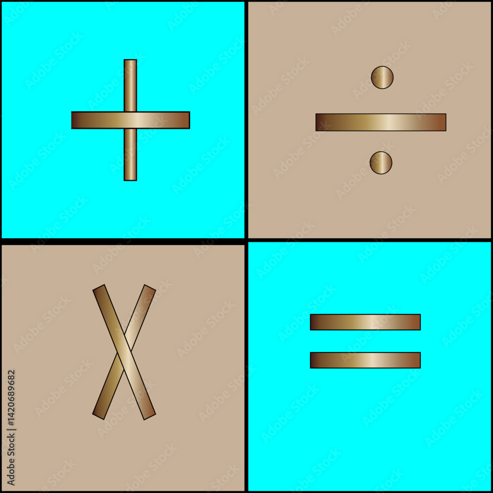 mathematics icon set arithmetic plus minus equal multiplication and ...