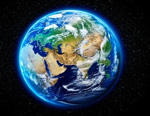 planet earth globe view from space showing realistic earth surface and world map as in outer