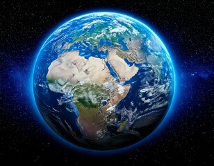 planet earth globe view from space showing realistic earth surface and world map as in outer