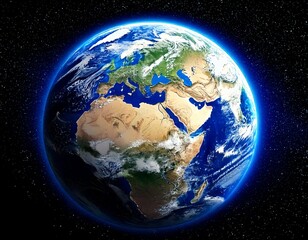 planet earth globe view from space showing realistic earth surface and world map as in outer