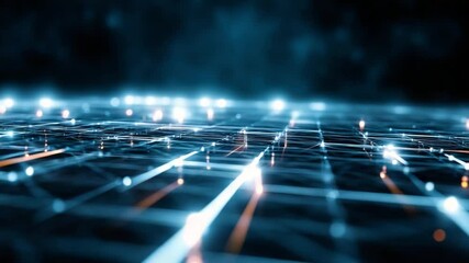 Wall Mural - digital network grid: abstract glowing network grid representing global connectivity, data flow, and