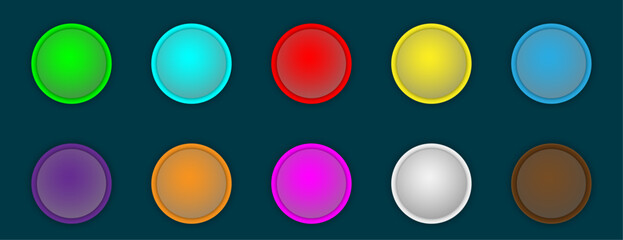 Icon set with gradient fill and 3d shape | Button set with dark blue background luxury model for presentation, web, signal, business, decoration | Creative premium ten Circular abstract vector shape