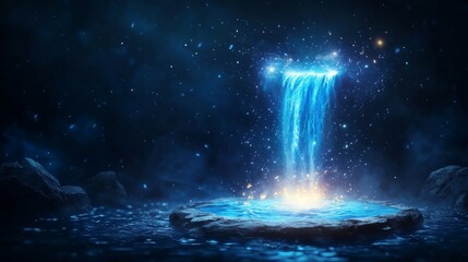 Wall Mural - Enchanted waterfall glowing in a mystical setting