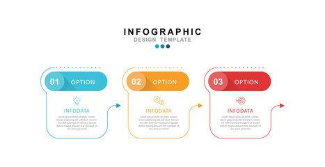 Fototapete - Business infographic template. 3 Step timeline journey. Process diagram, 3 options on white background