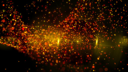Wall Mural - futuristic video animation with colorful wave object and glitter particles in slow motion, 4k abstra