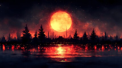 Wall Mural - fire in the water