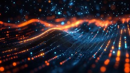 Wall Mural - futuristic quantum computing illustration, abstract ai concept with glowing data structures, minimal