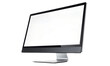 © sumitra - Computer monitor mockup. Pc template with blank screen. Silver desktop isolated on white or transparent background.