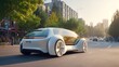 © hendar - Futuristic electric car on city street