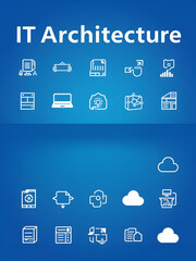 it architecture icon collection set. containing system, network, infrastructure, framework, database