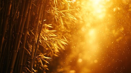 Wall Mural - a bamboo grove glowing in warm sunlight texture background