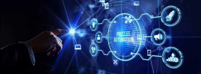 Business process automation, industrial technology innovation, optimization concept.