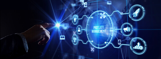 Wall Mural - PROPERTY MANAGEMENT inscription, new business concept Business, Technology, Internet and network concept.