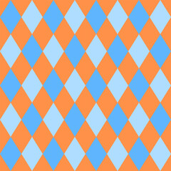 Wall Mural - Colorful harlequin repeat pattern in blue and orange.Seamless argyle pattern.Vector graphic background for textile and prints.