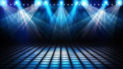 Poster - Abstract futuristic background of blue empty stage arena stadium spotlgiht stage background with glowing lights and digital atmosphere for event, concert, or virtual show design concept