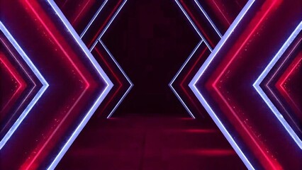 Poster - Background wall with neon lines and rays. Background of an empty dark corridor with neon light. Abstract background with lines and glow, futuristic tunnel, vibrant lighting, digital atmosphere