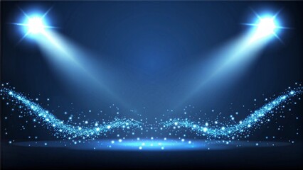Aufkleber - Shining spotlights and empty scene. Elegant promotion design template. Ad, theater, show, big win, gambling and so on. Perfect stage backdrop for performances, awards, or special events