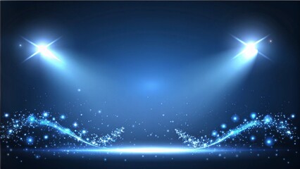 Aufkleber - Shining spotlights and empty scene. Elegant promotion design template. Ad, theater, show, big win, gambling and so on. Perfect stage backdrop for performances, awards, or special events