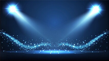 Aufkleber - Shining spotlights and empty scene. Elegant promotion design template. Ad, theater, show, big win, gambling and so on. Perfect stage backdrop for performances, awards, or special events