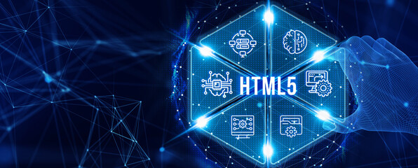 Wall Mural - the concept of business, technology, the internet and the network. html5. 3d illustration