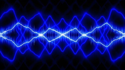 Aufkleber - Abstract blue electric lightning bolts pattern on black background, digital energy texture design with glowing electric streaks and high voltage light effects for futuristic backgrounds
