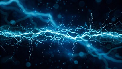 Leinwandbilder - Blue electric current lightning on a background, electric, current, lightning, blue, energy, power, technology, electricity, voltage, surge, plasma, glow, spark, digital wave, science