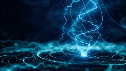 Leinwandbilder - Blue electric current lightning on a background, electric, current, lightning, blue, energy, power, technology, electricity, voltage, surge, plasma, glow, spark, digital wave, science
