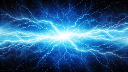 Fototapete - Blue electric energy discharging in futuristic background, blue, electric, energy, discharge, futuristic, background, glowing plasma effect in digital space with dynamic electric flow