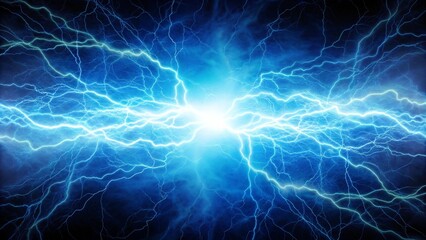 Fototapete - Blue electric energy discharging in futuristic background, blue, electric, energy, discharge, futuristic, background, glowing plasma effect in digital space with dynamic electric flow